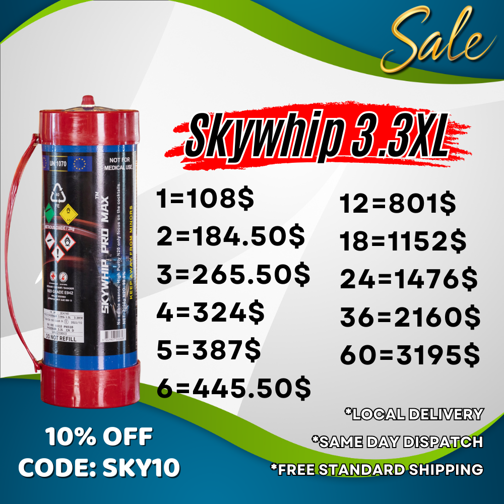 [10% off] PL - Skywhip Pro Max 3.3L XL Cream Chargers N2O