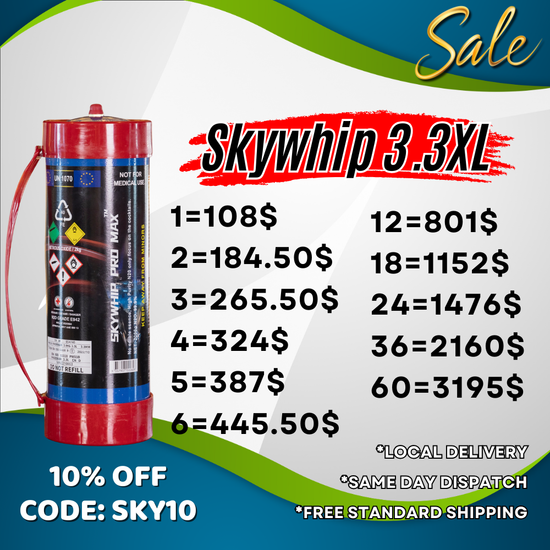 [10% off] PL - Skywhip Pro Max 3.3L XL Cream Chargers N2O