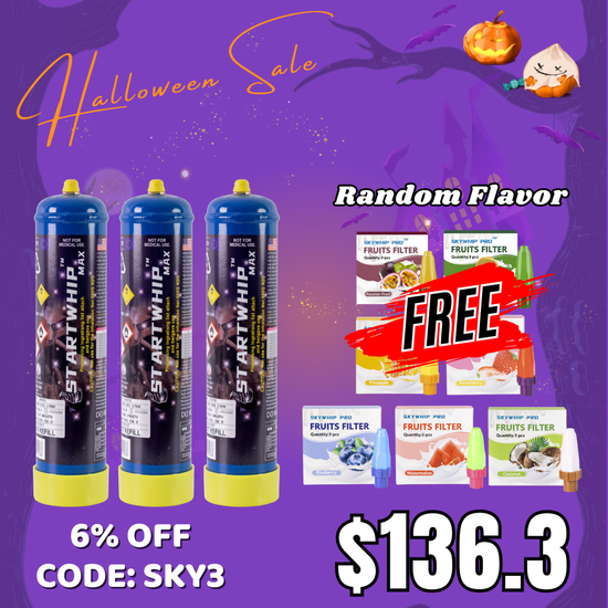 Hot Sale - 3 tanks Cream Chargers N2O Startwhip Max 660G + 1 Box Free Flavoured Silent Nozzles