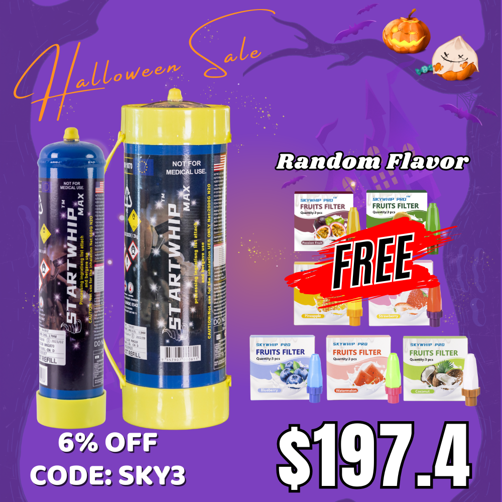 Hot Sale - 1 X Startwhip Max 3.3L XL + 1 X 660g Cream Chargers + Free Flavoured Nozzles