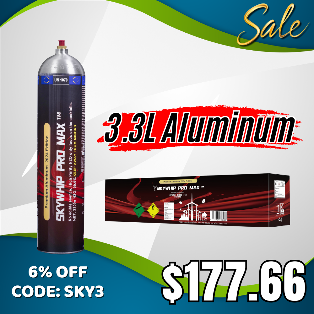 Aluminum Skywhip 3.3L Cream Chargers - Lightweight & Purer N2O