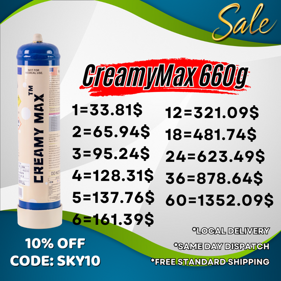 [10% off] CM - Creamy Max 660g Cream Chargers N2O