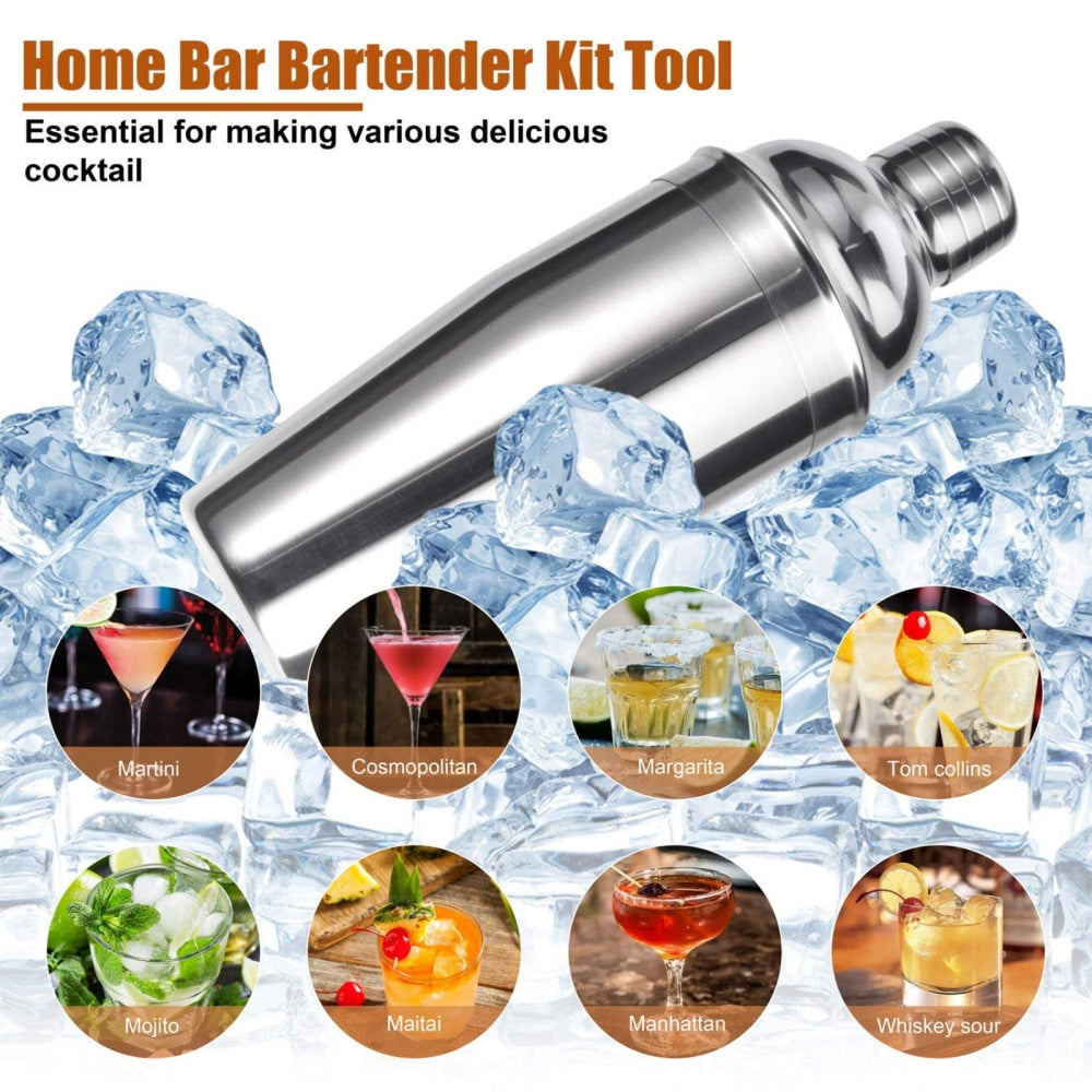 1 X Bartender Kit with Bamboo Stand, 12 Pcs Cocktail Shaker Set, Steel Bar Tool Set